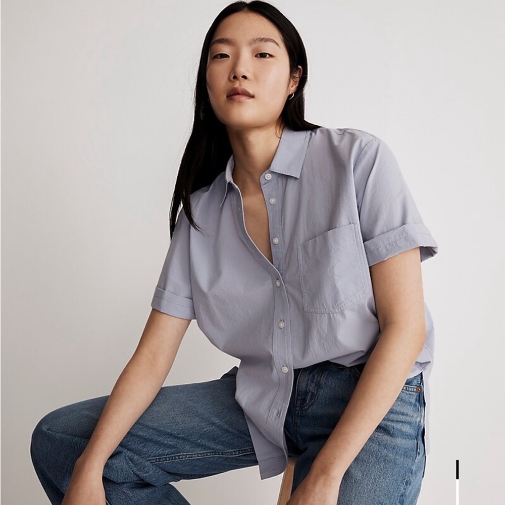 Madewell Signature Poplin Short-Sleeve Button-Down Shirt NWT